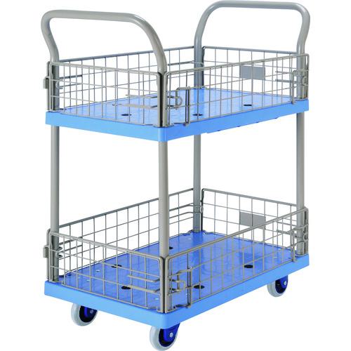 ■金沢 小型環境静音樹脂台車 2段金網付〔品番:NP127GS〕【1770182:0】[送料別途見積り][法人・事業所限定][外直送][店頭受取不可]