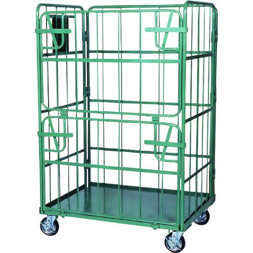 ■金沢 ダブルゲート付スチールカゴ台車(底板スチール) 1100×1100〔品番:SH29U111117〕【1770229:0】[送料別途見積り][法人・事業所限定][外直送][店頭受取不可]