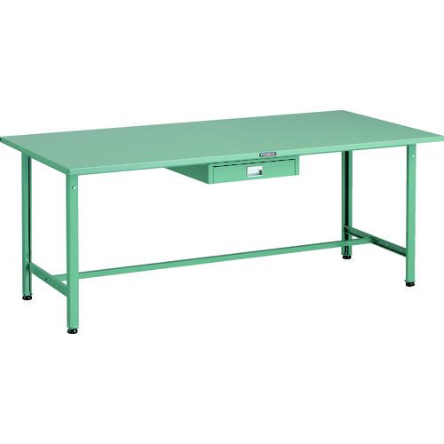 ■TRUSCO 軽荷重作業台(300kg)AE型 1800X900XH740 薄型1段引出し付 グリーン色〔品番:SAE1809UDC1〕【1833842:0】[法人・事業所限定][直送元][店頭受取不可]｜ホームセンターバロー　店