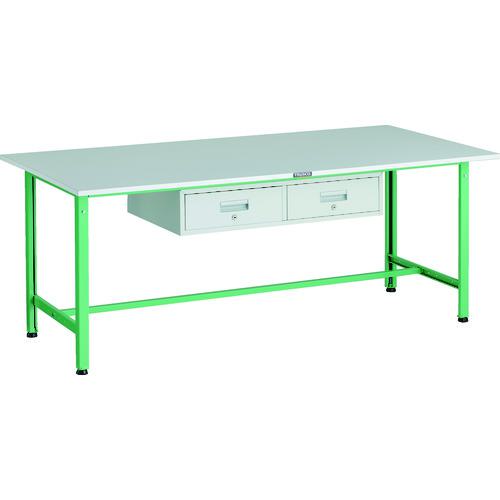■TRUSCO 軽荷重作業台(300kg)AE型 1800X900XH740 2列引出し付 ヤンググリーン色〔品番:RAE1809FL2YG〕【1833898:0】[法人・事業所限定][直送元][店頭受取不可]