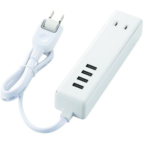 ■ELECOM モバイルUSBタップ(ケーブル0.6m/2口+4ポート)〔品番:MOTU112406WH〕【2040774:0】[店頭受取不可] 4,889円