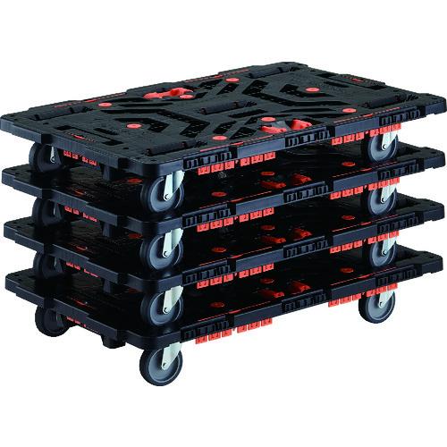 ■TRUSCO 連結式樹脂製平台車 ビートル 900X600 自在5輪 コボレ止めセット とめたろう付 まとめ買い4台〔品番:BT900KJ5E100TM4〕【2063382:0】[直送DS][店頭受取不可]｜ホームセンターバロー　店