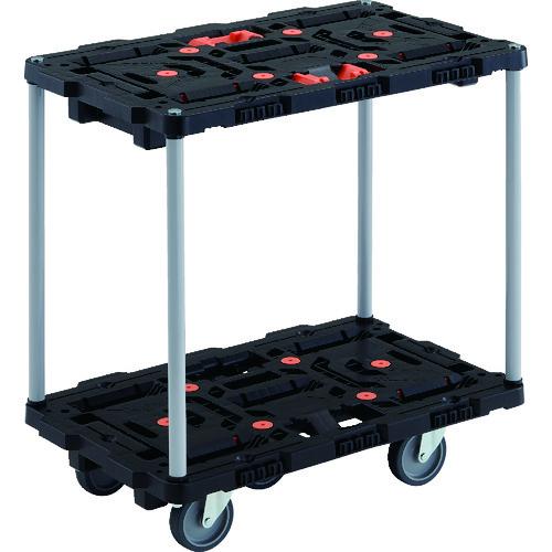 ■TRUSCO 連結式樹脂製2段台車 ビートル 700X450 自在5輪 とめたろう付 ハンドルなし〔品番:BT720J5E100T〕【2063399:0】[直送DS][店頭受取不可]