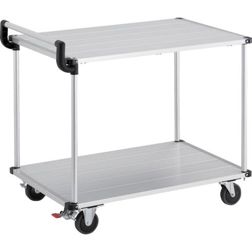 ■TRUSCO アルミ台車 アルパカート 省音 2段式片袖タイプ 900&times;600mm ストッパー付〔品番:AL220960S〕【2072314:0】[送料別途見積り][法人・事業所限定][直送][店頭受取不可]｜ホームセンターバロー　店