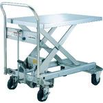 ■ダンディ ステンレス製リフト台車 足踏み油圧ジャッキ式 500kg W910×D600〔品番:SUS500〕【2082581:0】[送料別途見積り][法人・事業所限定][直送][店頭受取不可]