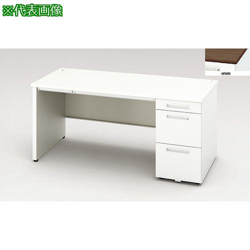 ■NAIKI 片袖デスク(ロング、パネル脚 XEHH型/天板:ダークウォールナット 本体:クリアーホワイト/W1600&times;D700&times;H720〔品番:XEHH167HPWWN〕【2086840:0】[送料別途見積り][法人・事業所限定][外直送][店頭受取不可]｜ホームセンターバロー　店