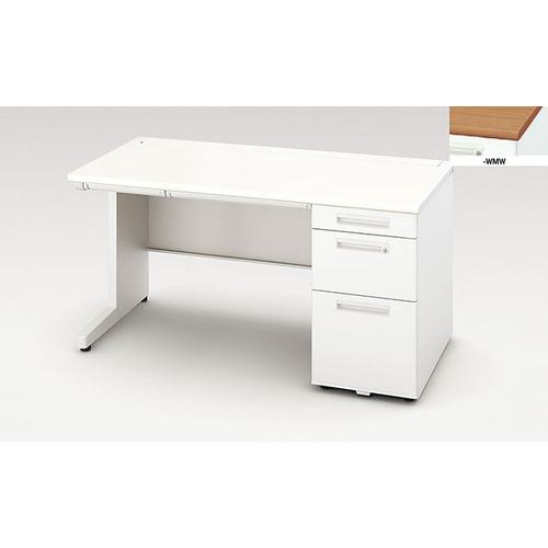 ■NAIKI 片袖デスク(ロングストローク XEHH型/天板:ミディアムウォールナット 本体:クリアーホワイト/W1400×D700×H720〔品番:XEHH147KWMW〕【2088727:0】[送料別途見積り][法人・事業所限定][外直送][店頭受取不可]