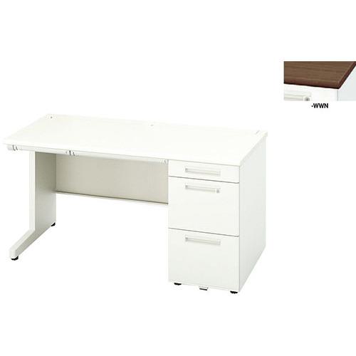 ■NAIKI 片袖デスク(ロングストローク XEHH型/天板:ダークウォールナット 本体:クリアーホワイト/W1400×D700×H720〔品番:XEHH147HWWN〕【2088735:0】[送料別途見積り][法人・事業所限定][外直送][店頭受取不可]