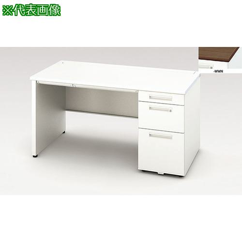 ■NAIKI 片袖デスク(ロング、パネル脚 XEHH型/天板:ダークウォールナット 本体:クリアーホワイト/W1400×D700×H720〔品番:XEHH147KPWWN〕【2088933:0】[送料別途見積り][法人・事業所限定][外直送][店頭受取不可]
