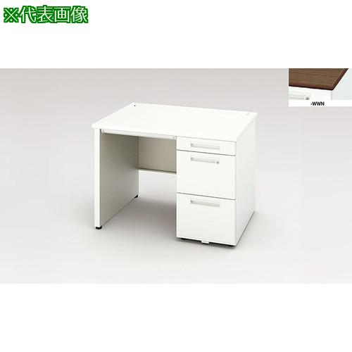■NAIKI 片袖デスク(ロング、パネル脚 XEHH型/天板:ダークウォールナット 本体:クリアーホワイト/W1000×D700×H720〔品番:XEHH107HPWWN〕【2089167:0】[送料別途見積り][法人・事業所限定][外直送][店頭受取不可]
