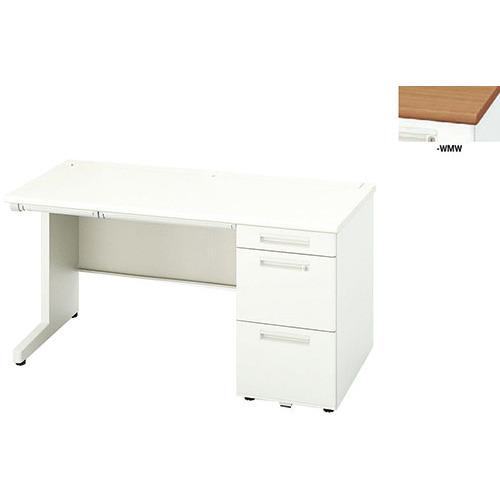 ■NAIKI 片袖デスク(ロングストローク XEHH型/天板:ミディアムウォールナット 本体:クリアーホワイト/W1400×D700×H720〔品番:XEHH147HWMW〕【2091781:0】[送料別途見積り][法人・事業所限定][外直送][店頭受取不可]