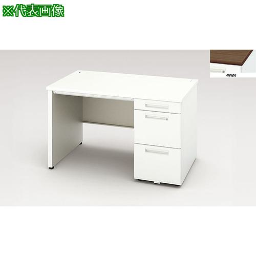 ■NAIKI 片袖デスク(ロング、パネル脚 XEHH型/天板:ダークウォールナット 本体:クリアーホワイト/W1200&times;D700&times;H720〔品番:XEHH127HPWWN〕【2091786:0】[送料別途見積り][法人・事業所限定][外直送][店頭受取不可]｜ホームセンターバロー　店