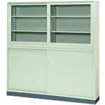 ■PLUS 18461)KR 引違い書庫(ガラス戸) SG-603R LGY〔品番:SG603RLGY〕【2104639:0】[送料別途見積り][法人・事業所限定][外直送][店頭受取不可]