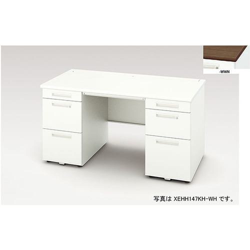 ■NAIKI 両袖デスク(ロングストローク XEHH型/天板:ダークウォールナット 本体:クリアーホワイト/W1600&times;D700&times;H720〔品番:XEHH167KHWWN〕【2175203:0】[送料別途見積り][法人・事業所限定][外直送][店頭受取不可]｜ホームセンターバロー　店