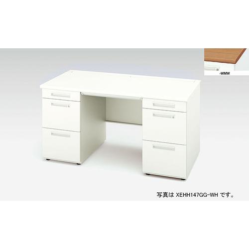 ■NAIKI 両袖デスク XEHH型/天板:ミディアムウォールナット 本体:クリアーホワイト/W1500&times;D700&times;H720〔品番:XEHH157GGWMW〕【2175210:0】[送料別途見積り][法人・事業所限定][外直送][店頭受取不可]｜ホームセンターバロー　店 104,940円