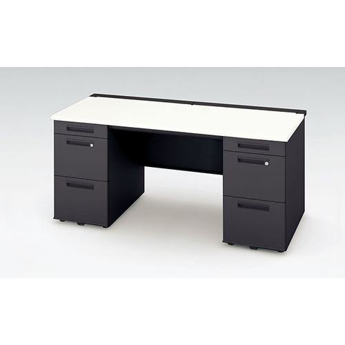 ■NAIKI 両袖デスク(ロングストローク XEHH型/天板:ホワイト 本体:ブラック/W1600&times;D700&times;H720〔品番:XEHH167HHSBH〕【2175607:0】[送料別途見積り][法人・事業所限定][外直送][店頭受取不可]｜ホームセンターバロー　店