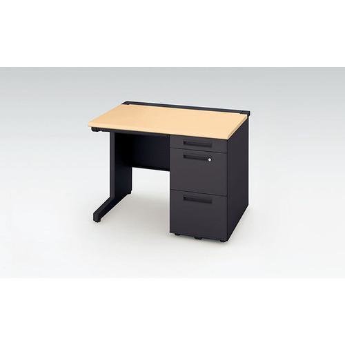 ■NAIKI 片袖デスク(ロングストローク XEHH型/天板:シルクウッド 本体:ブラック/W1000×D700×H720〔品番:XEHH107HSBS〕【2175648:0】[送料別途見積り][法人・事業所限定][外直送][店頭受取不可]