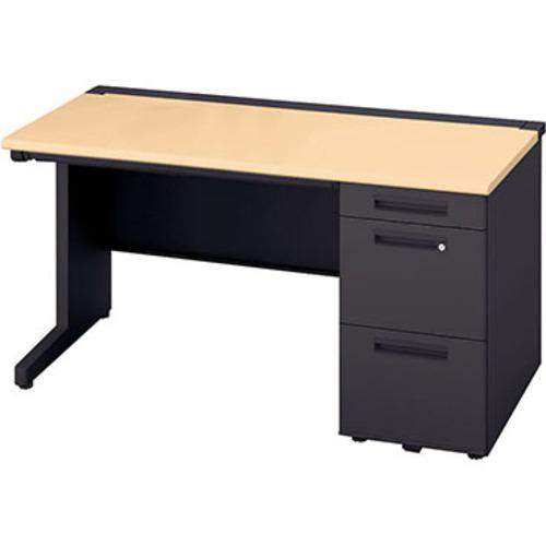 ■NAIKI 片袖デスク(ロングストローク XEHH型/天板:シルクウッド 本体:ブラック/W1400&times;D700&times;H720〔品番:XEHH147HSBS〕【2176331:0】[送料別途見積り][法人・事業所限定][外直送][店頭受取不可]｜ホームセンターバロー　店