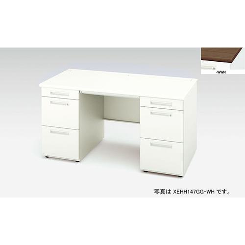 ■NAIKI 両袖デスク XEHH型/天板:ダークウォールナット 本体:クリアーホワイト/W1500&times;D700&times;H720〔品番:XEHH157GGWWN〕【2177210:0】[送料別途見積り][法人・事業所限定][外直送][店頭受取不可]｜ホームセンターバロー　店 104,940円