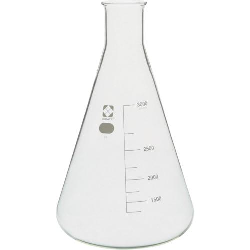 ■SIBATA 三角フラスコ 目安目盛付 3000mL〔品番:0105303000〕【2178253:0】[送料別途見積り][掲外取寄][店頭受取不可]
