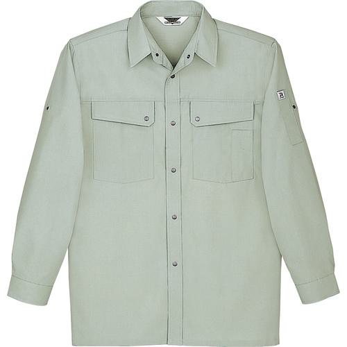 ■自重堂 長袖シャツ アースグリーン L〔品番:107039L〕【2194154:0】[送料別途見積り][掲外取寄][店頭受取不可]