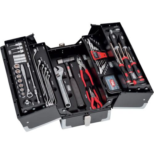 ■TONE 整備用工具セット ツールセット(マットブラック) 間口433×奥行220×高さ240mm 差込角9.5mm〔品番:TSAT33021BK〕【2304599:0】[法人・事業所限定][外直送元][店頭受取不可]