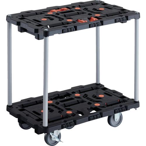 ■TRUSCO 連結式樹脂製2段台車 ビートル 700X450 自在3輪 内2輪ストッパー付 とめたろう付 ハンドルなし〔品番:BT720J3S2E100T〕【2360468:0】[直送DS][店頭受取不可]