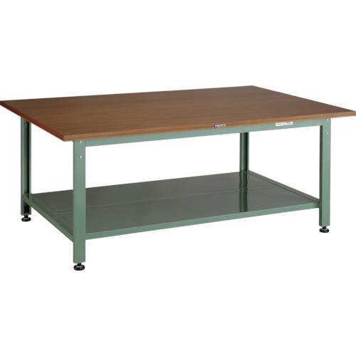■TRUSCO 中荷重大型作業台(1500kg)HWD型 1800X1200XH740 下棚付 グリーン色〔品番:HWD1800LT〕【2410915:0】[法人・事業所限定][直送元][店頭受取不可]