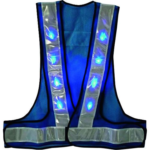 ■仙台銘板 青色LEDベスト スカイブルー/白〔品番:6850045〕【2438367:0】[送料別途見積り][法人・事業所限定][外直送][店頭受取不可]