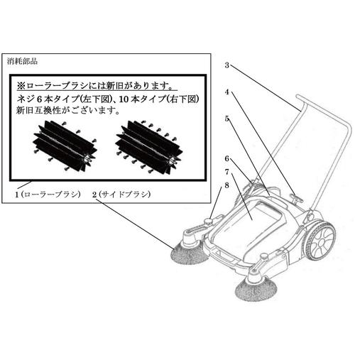■アクアシステム AJL920S用 左右サイドブラシセット(ネジ付2個入り)〔品番:ECSW900500〕【2446241:0】[送料別途見積り][法人・事業所限定][外直送][店頭受取不可]