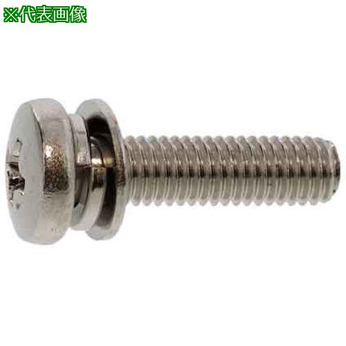 ■SUNCO 組込みねじ (+)バインドP=4(黄銅・ニッケル) M4&times;12(1000本入)〔品番:100104040040012005〕【2602249:0】[送料別途見積り][掲外取寄][店頭受取不可]｜ホームセンターバロー　店