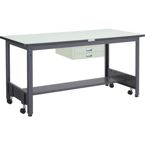 ■TRUSCO 中荷重作業台(500kg)CFW型 900X750XH740 薄型2段引出付 ダークグレー色〔品番:CFWP0975UDC2〕【2779897:0】[法人・事業所限定][直送元][店頭受取不可]