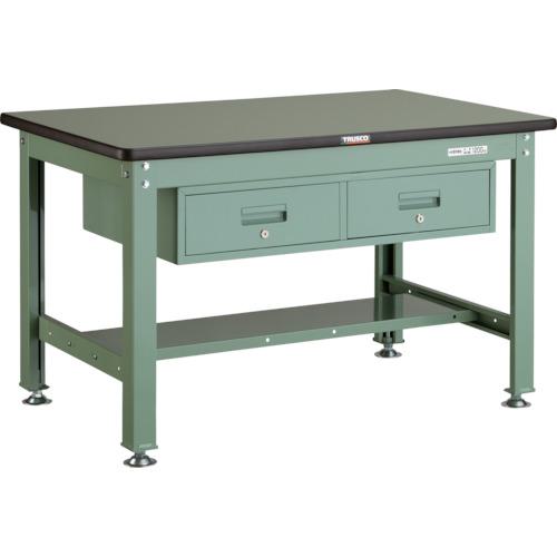 ■TRUSCO 中荷重作業台(1200kg)HW型 1200X750XH740 2列引出付 グリーン色 緑〔品番:RHW1200FL2〕【2782049:0】[法人・事業所限定][直送元][店頭受取不可]