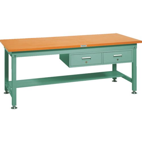 ■TRUSCO 中荷重作業台(1200kg)HW型 1800X900XH740 2列引出付 グリーン色 緑〔品番:HW1809FL2〕【2782219:0】[法人・事業所限定][直送元][店頭受取不可]｜ホームセンターバロー　店