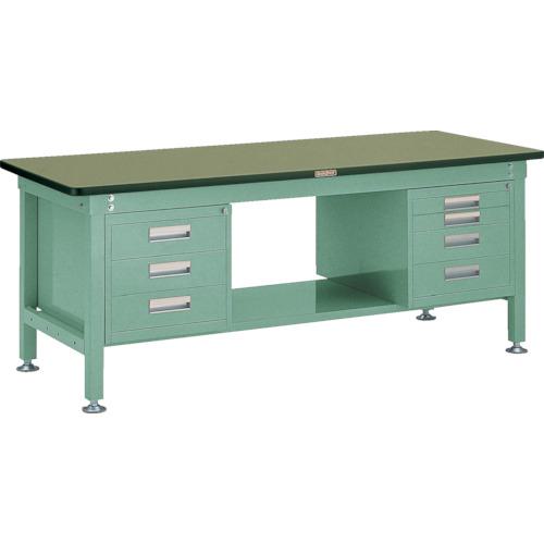 ■TRUSCO 中荷重作業台(1200kg)HW型 1200X750XH740 3段・4段引出付 グリーン色 緑〔品番:RHW1200D3D4〕【2782774:0】[法人・事業所限定][直送元][店頭受取不可]