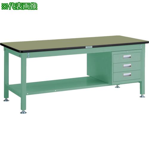 ■TRUSCO 中荷重作業台(1200kg)HW型 1500X750XH740 3段引出付 グリーン色 緑〔品番:RHW1500D3〕【2782952:0】[法人・事業所限定][直送元][店頭受取不可]
