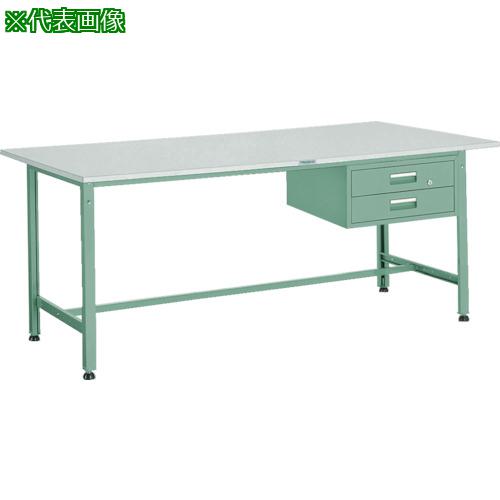 ■TRUSCO 軽荷重作業台(300kg)AE型 1200X900XH740 2段引出付 グリーン色〔品番:RAE1209F2〕【2784548:0】[法人・事業所限定][直送元][店頭受取不可]｜ホームセンターバロー　店