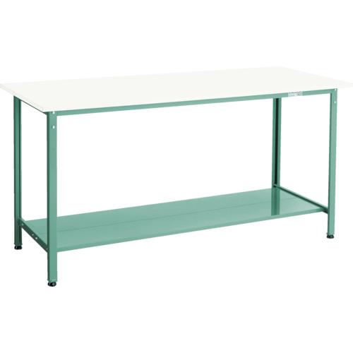 ■TRUSCO 軽荷重立作業台(300kg)HAE型 900X600XH900 下棚2枚付 グリーン色〔品番:HAE0960LT2〕【2849429:0】[法人・事業所限定][直送元][店頭受取不可]
