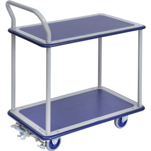 ■金沢 小型スチール2段台車 フットブレーキ付〔品番:NHT104FBKANSEI〕【2884660:0】[送料別途見積り][法人・事業所限定][外直送][店頭受取不可]