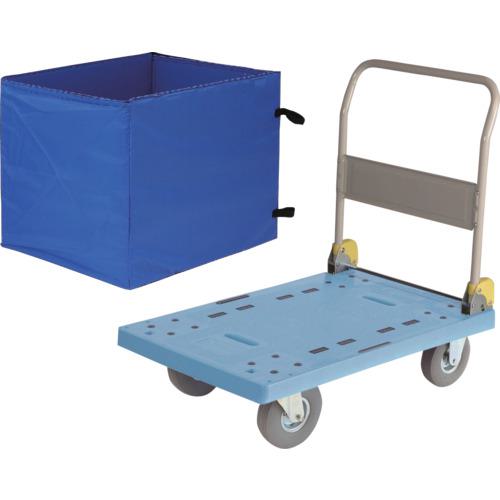 ■金沢 屋内用収納ボックス付大型樹脂台車ノーパンクタイヤ仕様〔品番:NP307ESL〕【2886158:0】[送料別途見積り][法人・事業所限定][外直送][店頭受取不可]