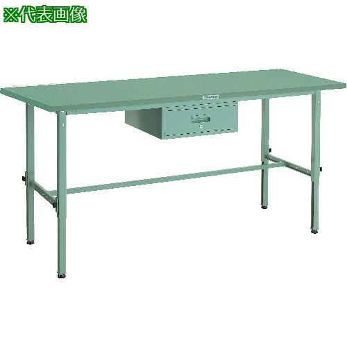 ■TRUSCO 軽荷重作業台高さ調節式(150kg)AEM型 1800X600XH650~950 1段引出付 グリーン色〔品番:SAEM1860F1〕【2891123:0】[法人・事業所限定][直送元][店頭受取不可]｜ホームセンターバロー　店