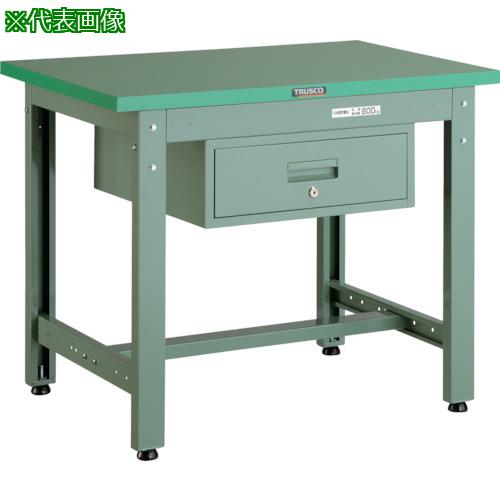 ■TRUSCO 中荷重作業台(800kg)GW型 1200X600XH740 1段引出付 グリーン色〔品番:GWP1260F1〕【3012077:0】[法人・事業所限定][直送元][店頭受取不可]｜ホームセンターバロー　店