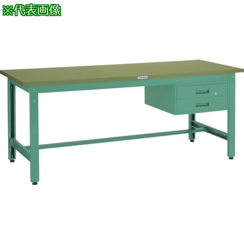 ■TRUSCO 中荷重作業台(800kg)GW型 1800X750XH740 2段引出付 グリーン色〔品番:GWR1875F2〕【3012204:0】[法人・事業所限定][直送元][店頭受取不可]｜ホームセンターバロー　店