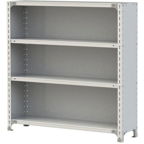 ■ヤマテック ボルト式軽量ラック 3方パネル付 120kg/段 W1200&times;D300&times;H1200mm 天地4段 ホワイトグレー〔品番:1.2S4430P4W〕【3215752:0】[送料別途見積り][法人・事業所限定][直送][店頭受取不可]｜ホームセンターバロー　店