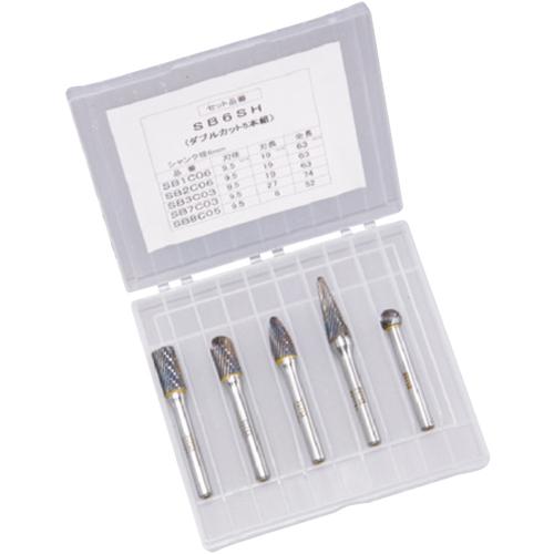 ■スーパー スーパー超硬バーセット シャンク径6mm、5本セット 超硬刃にシャフトロー付〔品番:SB6SH〕【3217701:0】[店頭受取不可]｜ホームセンターバロー　店