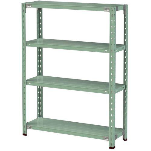 ■ヤマテック ボルトレス軽量ラック(150kg/段) W900×D300×H1200mm(天地4段)ライトグリーン〔品番:1.5S43304G〕【3218950:0】[法人・事業所限定][直送元][店頭受取不可]
