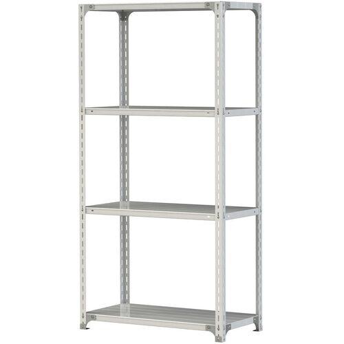 ■ヤマテック ボルト式軽量ラック 120kg/段 W900×D450×H1800mm 天地4段 ホワイトグレー〔品番:1.2S63454W〕【3220544:0】[法人・事業所限定][直送元][店頭受取不可]