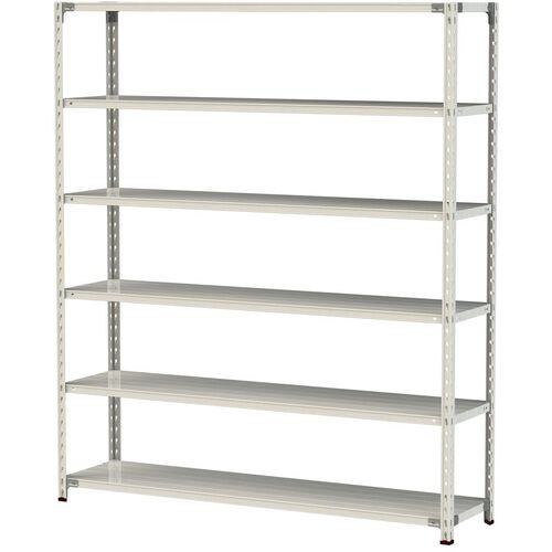 ■ヤマテック ボルトレス軽量ラック(150kg/段) W1800×D450×H2100mm(天地6段)ホワイトグレー〔品番:1.5S76456W〕【3220569:0】[法人・事業所限定][直送元][店頭受取不可]