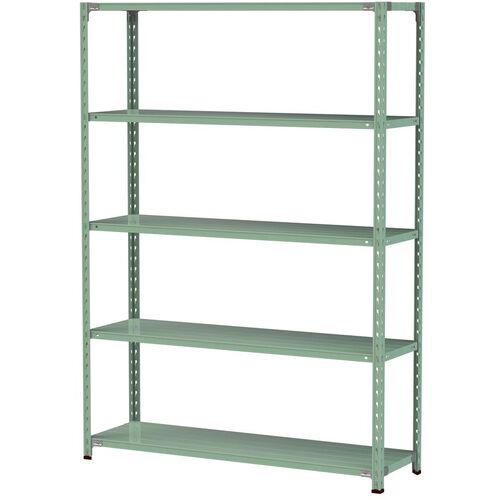 ■ヤマテック ボルトレス軽量ラック(150kg/段) W1500&times;D450&times;H2100mm(天地5段)ライトグリーン〔品番:1.5S75455G〕【3220599:0】[法人・事業所限定][直送元][店頭受取不可]｜ホームセンターバロー　店