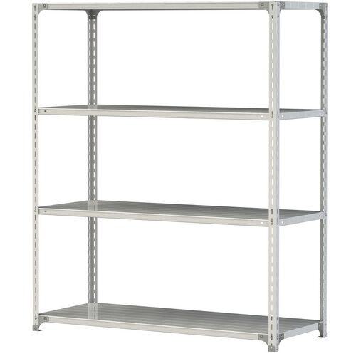 ■ヤマテック ボルト式軽量ラック 120kg/段 W1500&times;D600&times;H1800mm 天地4段 ホワイトグレー〔品番:1.2S65604W〕【3220605:0】[法人・事業所限定][直送元][店頭受取不可]｜ホームセンターバロー　店